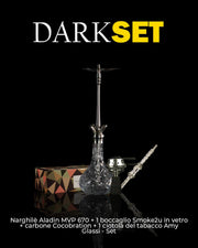 Set Narghilè Aladin MVP 670 + Boccaglio in Vetro + Carbone + Amy Glassi Set | Completo e Raffinato - Darkshisha